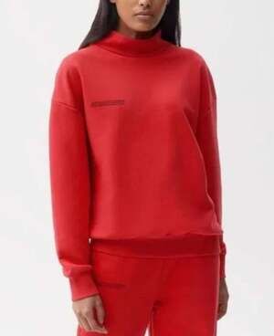 PANGAIA Womens Archive Funnel Neck Sweatshirt Small Goji Red Casual Lounge Cozy